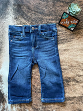 Load image into Gallery viewer, Wrangler Girl&#39;s Toddler Blue Jeans with Blue &amp; Gold Stitching
