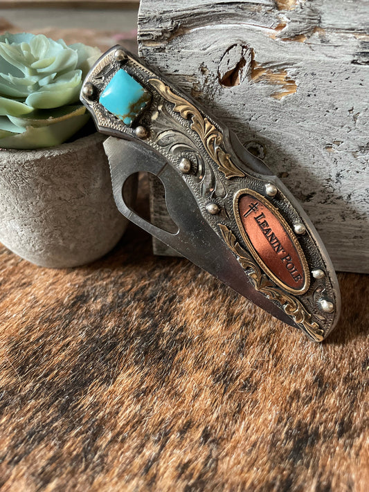 Rowdy Rose Engraved "Leanin' Pole" Knife