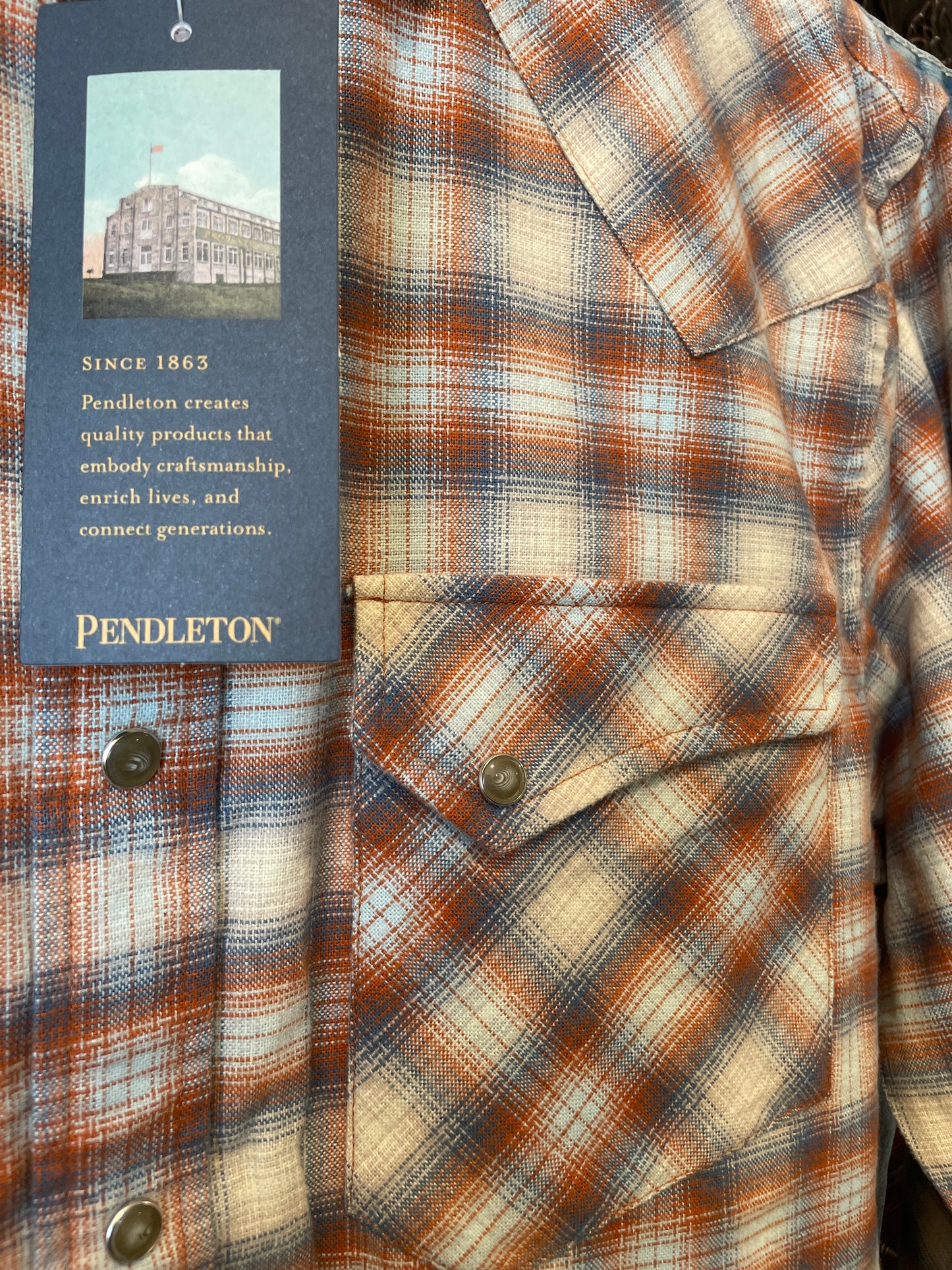 Pendleton Men's Sky Blue Sienna Plaid Western Shirt