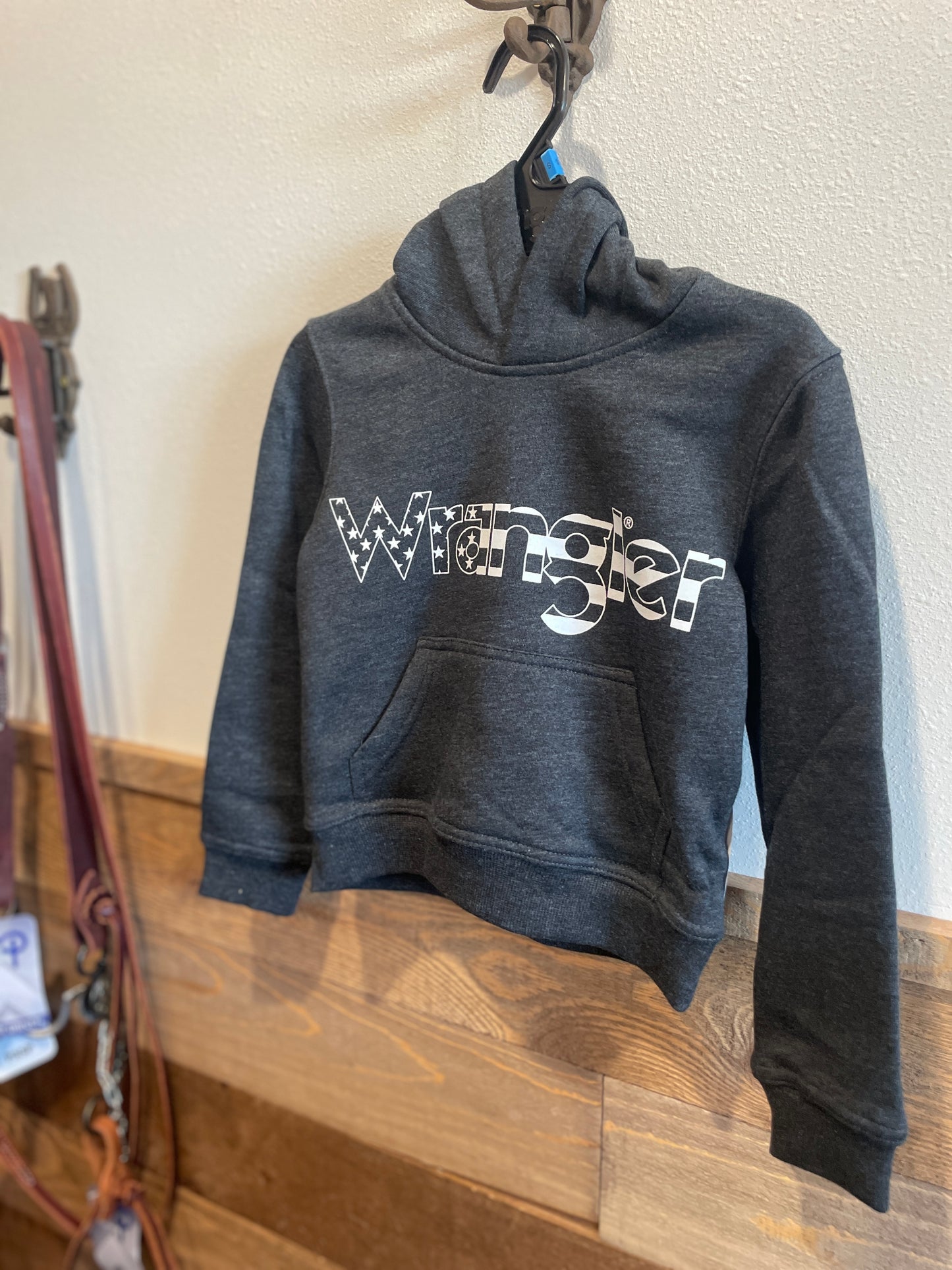 Wrangler Boy's Black & White Flag Logo Hoodie