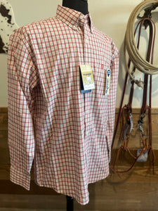 Wrangler Men's George Straight Red Plaid Western Shirt