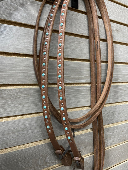 Dutton Dotted Split Reins - 5/8" (Tie Ends)