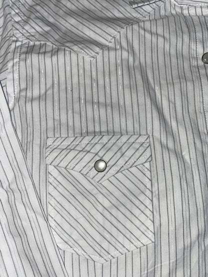 Panhandle Women's Rough Stock White & Gray Pinstripe Western Shirt