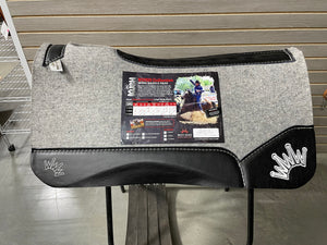 Best Ever Kush Saddle Pad - Black Leather White Crown (3/4" thick, 32"x32")