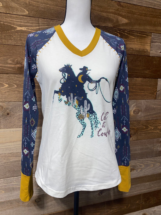 Cruel Women's Cool It Cowboy Cream/Multi Raglan Top