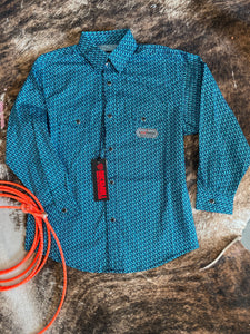 Rock & Roll Boy's Horseshoe Blue Western Shirt