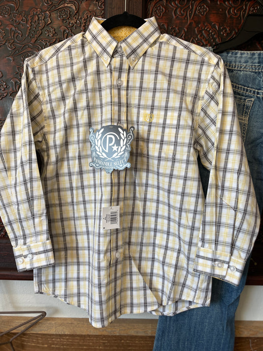 Panhandle Boy's Yellow & Black Plaid Western Shirt