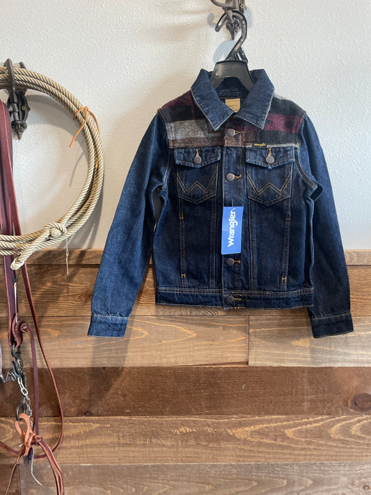 Wrangler Boy's Pecan Pie Denim Trucker Jacquard Yoke Jacket