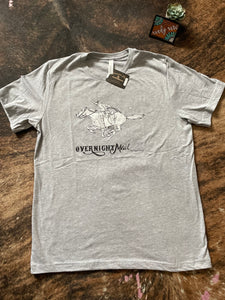 Coyote Cowgirl - Men's Gray "Overnight Mail" T-Shirt