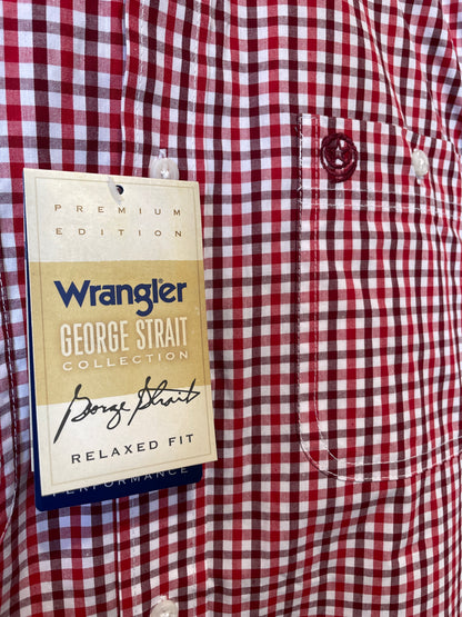 Wrangler Men's Red & White Plaid Western Shirt