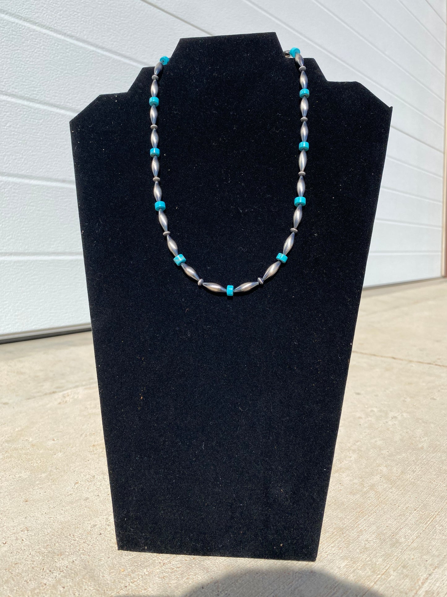 Elongated Navajo Pearls with Turquoise