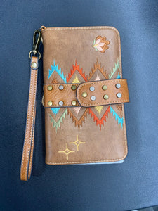 Catchfly Embroidered Leather Wallet