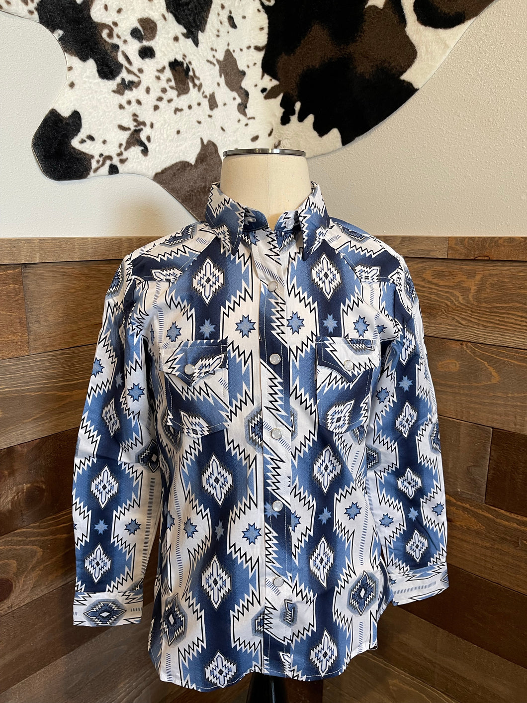 Rock & Roll Girl's Blue Print Western Shirt