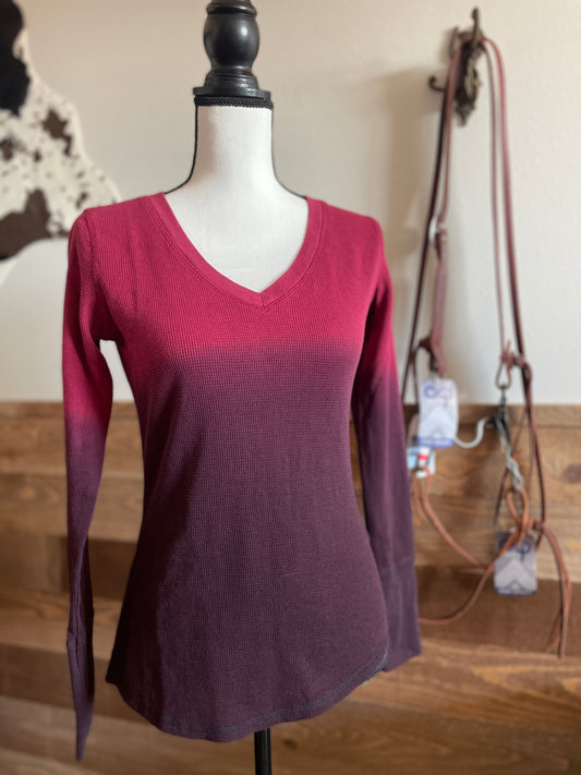 Panhandle Women's Dip-Dye Burgundy Thermal Shirt