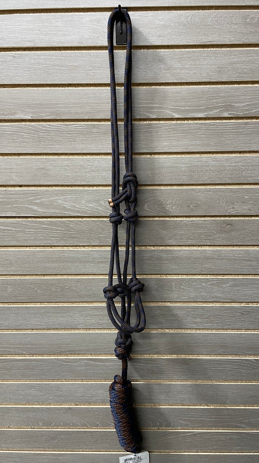 Reinsman Rope Halter with Lead - Navy/Chocolate