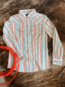 Cruel Girl's Multi Color Stripe Western Shirt