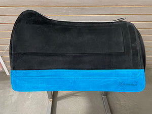 SaddleRight Saddle Pad 32" x 28" - Black Suede & Turquoise Suede
