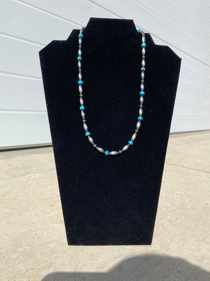 Elongated Navajo Pearls with Turquoise