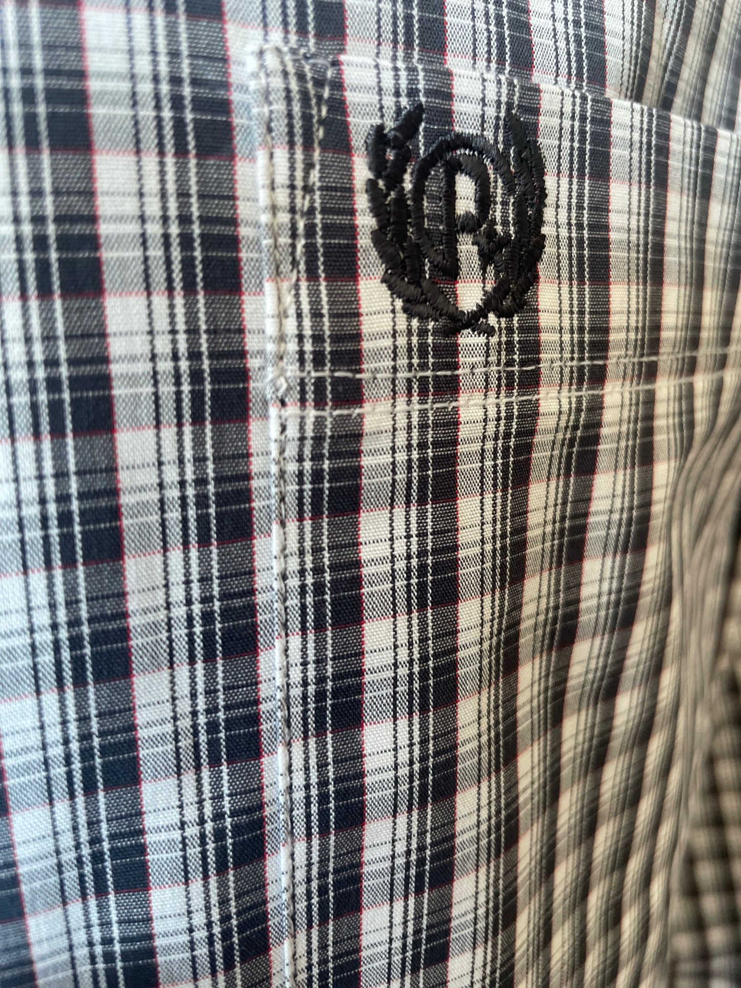 Panhandle Men's Big & Tall Black & Red Small Plaid Western Shirt