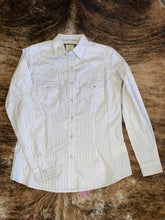 Load image into Gallery viewer, Panhandle Women&#39;s Rough Stock White &amp; Gray Pinstripe Western Shirt
