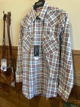 Load image into Gallery viewer, Panhandle Men&#39;s Rough Stock White, Blue, Red Plaid Western Shirt
