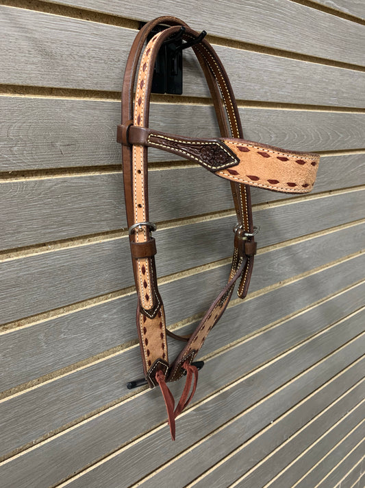 Roughout Browband Headstall with Buckstitch