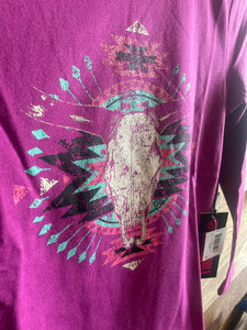 Rock & Roll Girl's Longhorn Graphic Purple T-Shirt