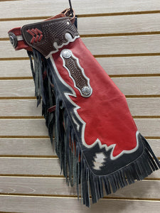 Jerry Beagley Small Youth Rodeo Chaps/Chinks - Red & Black