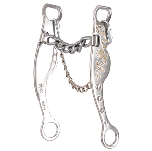 Shank: 8”; Leverage Position: 3. Special high leverage combined with chain mouth. Very flexible and slow reacting with plenty of respect. Good for stronger, well-seasoned horses.