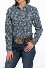 Load image into Gallery viewer, Cinch Women&#39;s Light Blue &amp; Olive Western Shirt
