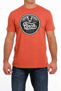 Cinch Men's Screen Print Heather Orange T-Shirt