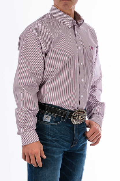 Cinch Men's Tencel Burgundy Pinstripe Western Shirt