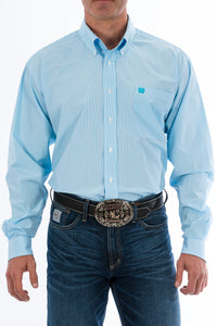 Cinch Men's Light Blue Tencel Micro Stripe Western Shirt