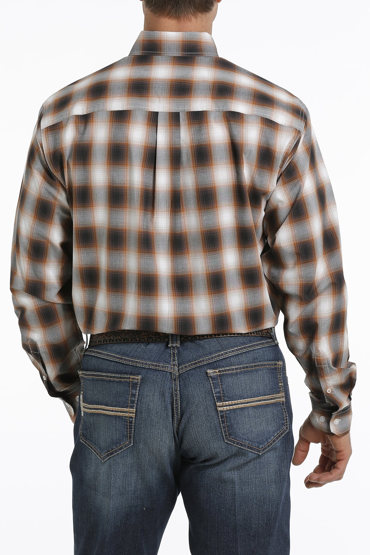 Cinch Men's White & Copper Plaid Western Shirt