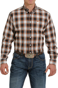 Cinch Men's White & Copper Plaid Western Shirt