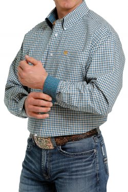 Cinch Men's Blue, White & Yellow Western Shirt