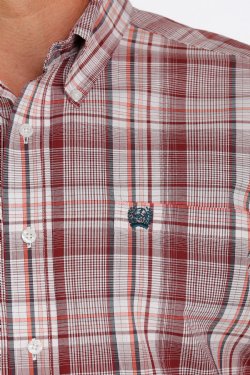 Cinch Men's Red & Charcoal Plaid Western Shirt