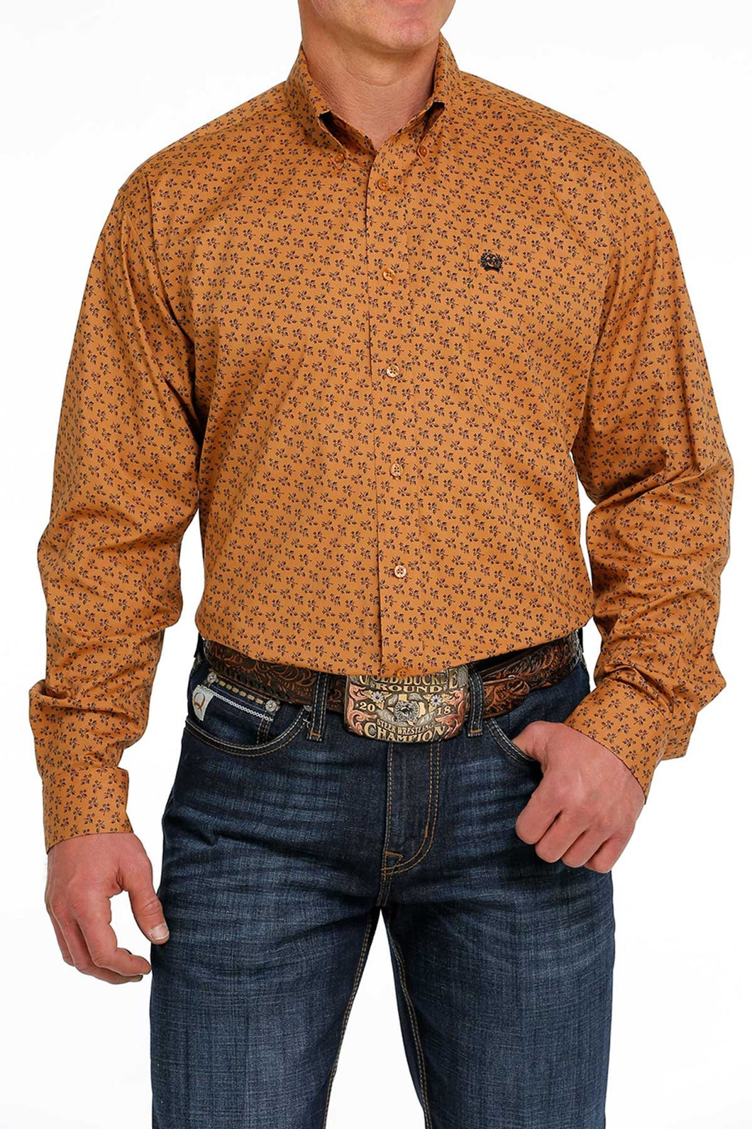 Cinch Men's Caramel Floral Print Western Shirt