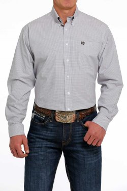 Cinch Men's White & Purple Western Shirt