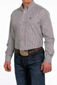 Cinch Men's Tencel White & Purple Pinstripe Western Shirt