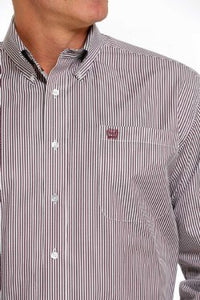 Cinch Men's Tencel White & Purple Pinstripe Western Shirt