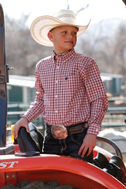 Cinch Boy's Multi Color Windowpane Plaid Western Shirt