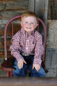 Cinch Boy's Infant Multi Color Windowpane Plaid Western Shirt