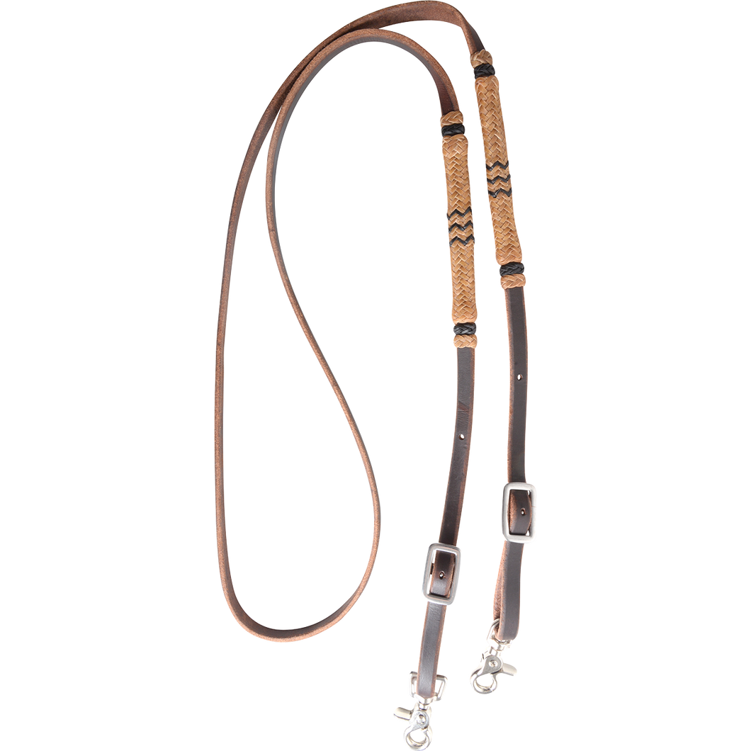 Martin Roping Reins Chocolate Harness with Braided Rawhide