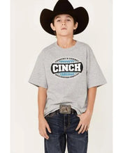 Load image into Gallery viewer, Cinch Boy&#39;s Oval Logo Grey T-Shirt
