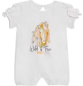 Wrangler Girl's infant Wild & Free Horse White Romper