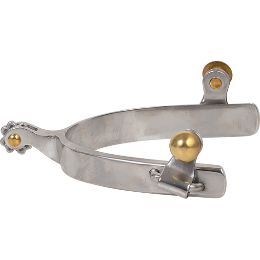 5/8" band, 1" shank. Great spur for the events where you want your spurs out of the way until you need them. Stainless steel construction.