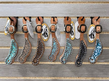 Load image into Gallery viewer, San Saba Shaped Youth Spur Straps - Western Tooling with Studs
