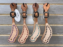 Load image into Gallery viewer, San Saba Shaped Spur Straps - Roughout with Buckstitch
