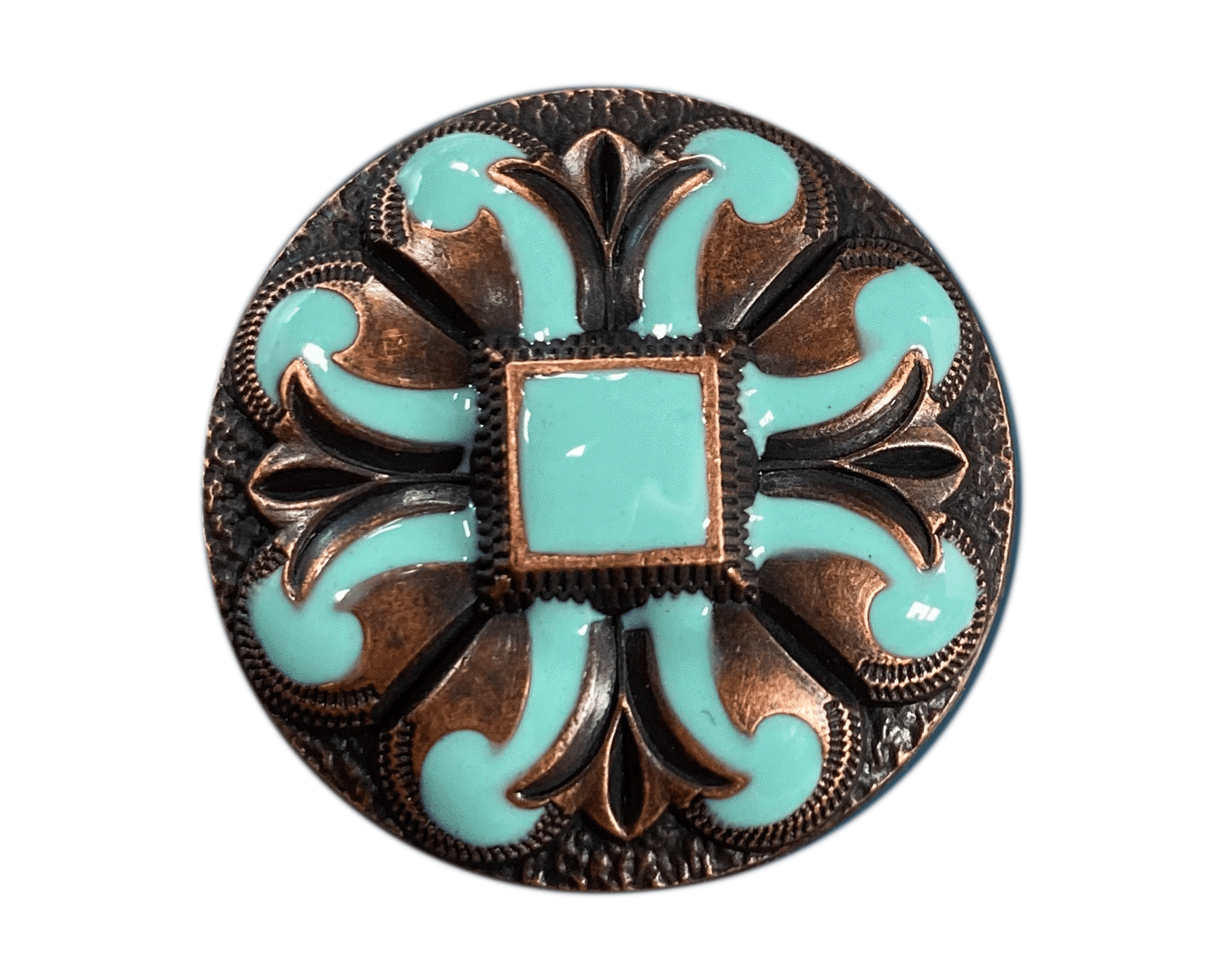 Copper Turquoise Fleur De Lis Conchos - Set of 6 – Leanin' Pole Arena